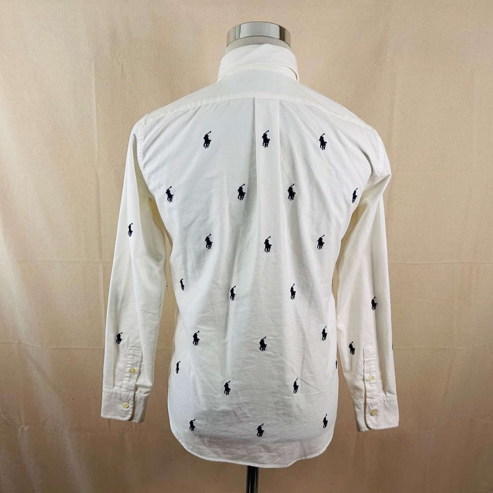 Polo Ralph Lauren Small Regular Fit Oxford Shirt White Pony Allover Embroiderd - Picture 5 of 8